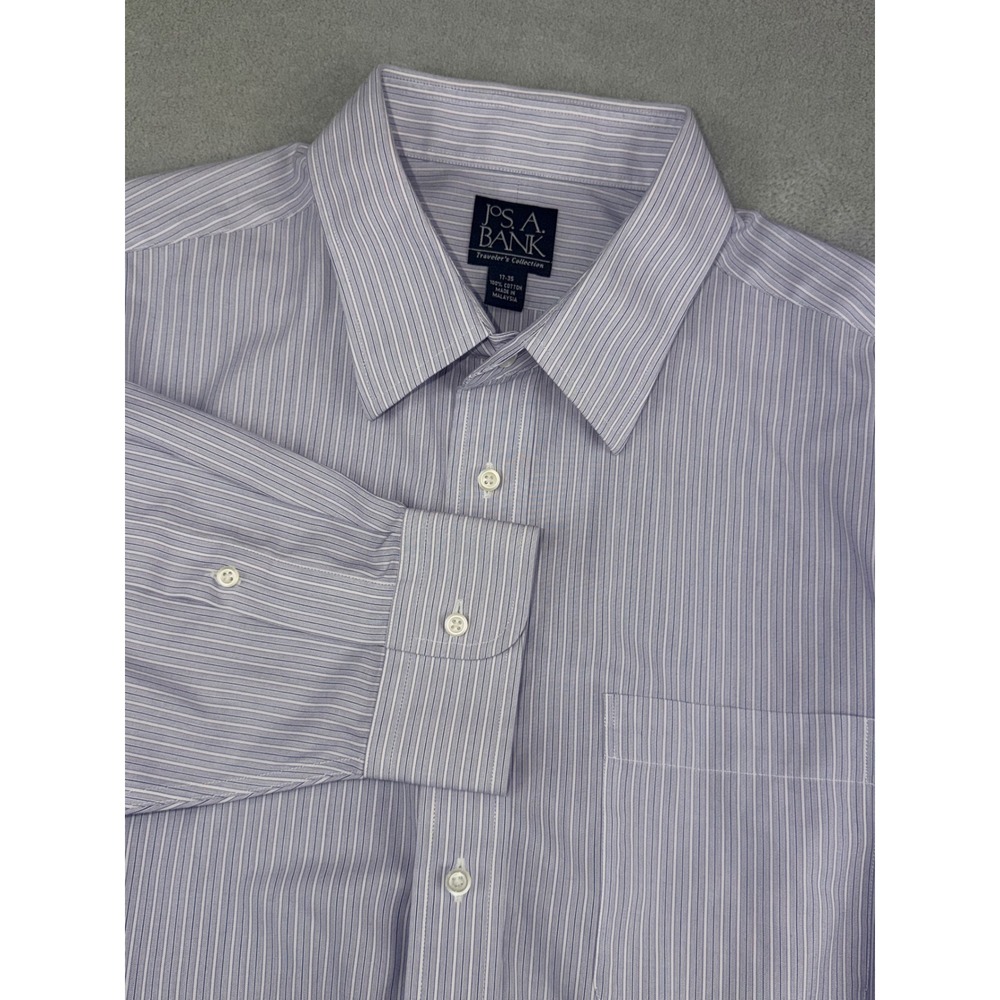 Jos. A. Bank Travelers Collection Mens 17X35 Lavender Striped Dress Shirt Cotton